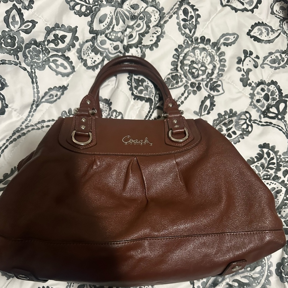 Coach Brown Leather Satchel with Polished Hardware